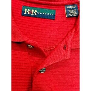 R&R Casual Long Sleeve Rugby Shirt Men’s Large Red  Y2K
